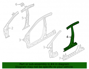 Body pillar central right Hyundai Elantra UD 11-16