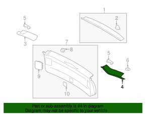 Left Trunk Door Trim Subaru Impreza 5d 17-23