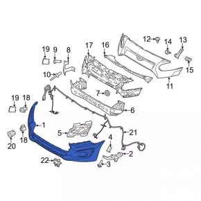 Front bumper bare Ford Transit Connect MK2 13-18 structure is dented, fractures, sawed, no fragment, fasteners are torn off
