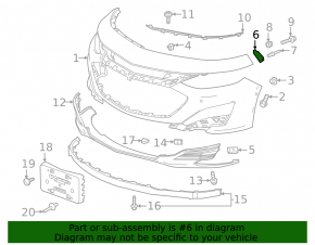 Front bumper mount left Chevrolet Malibu 16-21 upper wing