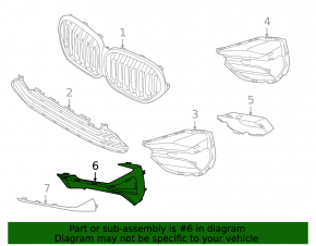 Right lower grille trim for the front bumper of the BMW X1 F48 20-22 Basis, X-line for parking sensors and LED fog lights, structure
