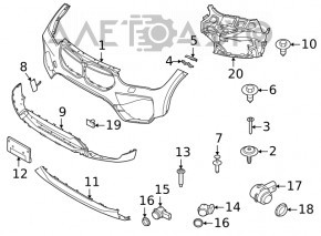 Front bumper mount left outer wing BMW X1 F48 16-22