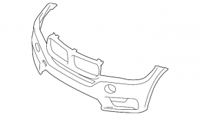 Bare front bumper for BMW X5 F15 14-18 with 2 parking sensors, headlight washers, PMA, and camera