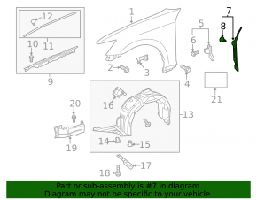 Right door-wing seal for Lexus GS 13-19 F Sport