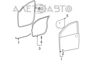 The door is bare, front right, Toyota Sienna 04-09, burnt white, bumps