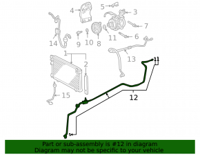 Long air conditioning hose, iron, Lexus RX300 RX330 04-06