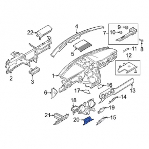 Left Ford Mustang mk6 15-23 carbon fiber dash panel trim