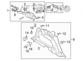 Rear pillar trim left Ford Edge 15-18 gray for speaker