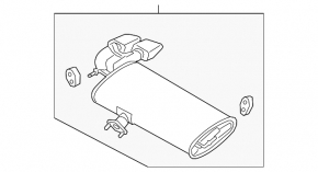Muffler rear part barrel Hyundai Tucson 16-18 1.6T, 2.4