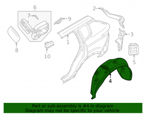 Mitsubishi Outlander 22-25 rear right fender liner