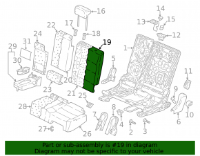 Rear seat, 2nd row, left, VW Tiguan 22-24, black cloth, white stitching
