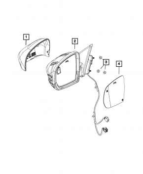Right side mirror complete Jeep Compass 17-24 4+5 pins, BSM, turn signal