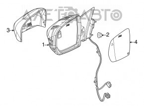 Left side mirror assembly for Jeep Compass 17-26, 5+4 pins, BSM, heated, turn signal, gloss black, scratches