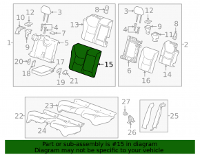 Right rear seat backrest for Chevrolet Volt 16-18, black fabric, with belt and armrest