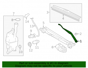 Right windshield wiper arm for Toyota Camry V50 12-14 (USA)