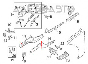 Front right quarter Porsche Macan 15-18 silver, with central pillar