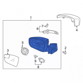 Left side mirror complete Ford Focus mk3 15-18 rest 3 pins, structure