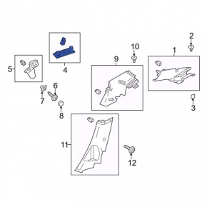 Ford Focus mk3 11-18 upper front left rear pillar trim, grey