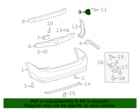 Rear bumper reinforcement fang right Toyota Prius 20 04-09
