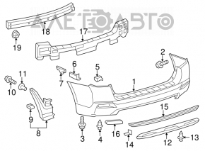 Rear bumper mount, outer left, Toyota Highlander 2008-2013