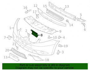 Front bumper bracket central Nissan Versa Note 17-19 5d