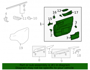Front left door panel, Lexus RX350 RX450h 10-12, gray