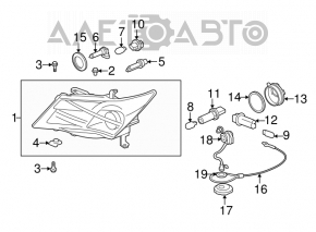 Headlight front right bare Acura MDX 07-13