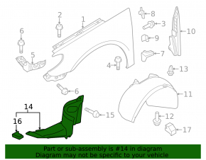 Mudguard front right front VW CC 13-17 rest TYC