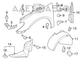 Mudguard front right front VW CC 13-17 rest TYC