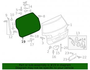 Rubber seal for the trunk door of the VW Golf 17-19 Alltrack