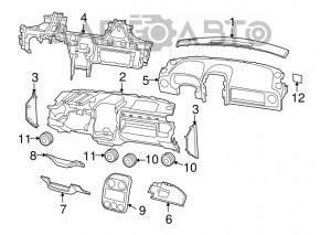 Jeep Compass 11-16 black dashboard without airbag