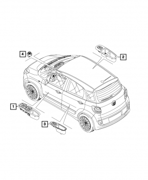 Rear left window lift control Fiat 500L 14- black, auto