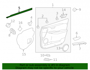 Glass seal inner front left Lexus NX200t NX300 NX300h 15-21