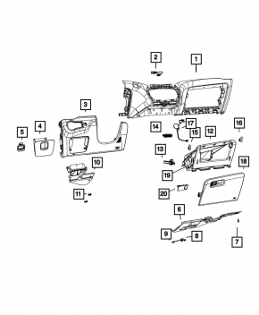 Driver's footwell trim Jeep Cherokee KL 14- with backlight, broken mount