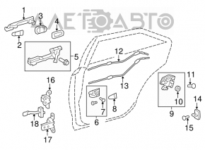 Toyota Camry v50 12-14 rear right door handle mechanism, without traction