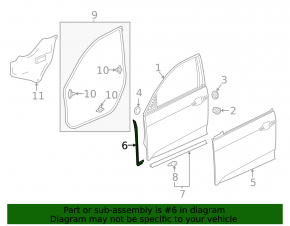 Front left door seal Honda Civic X FC 16-21 4d front