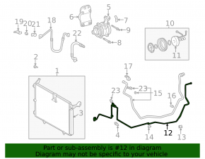 Lexus RX300 98-00 long heater-condenser air conditioner pipe