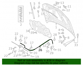 Bonnet release cable Audi A3 8V 15-20 rear