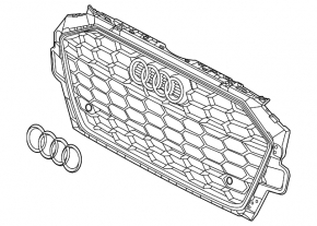Radiator grille Audi A4 17-25 black gloss, under the camera