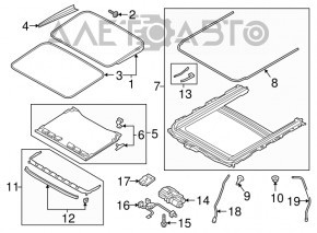 Sunroof assembly Audi A4 B9 17-25 gray curtain, glass in glue, scratch on the curtain