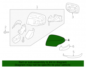 Right side mirror cover for Subaru Outback 15-17 (under turn signal)