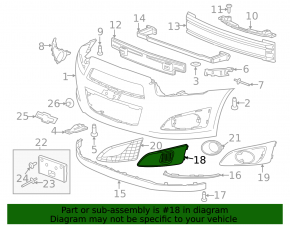 Front bumper grille left Chevrolet Sonic 12-16 without fog lights