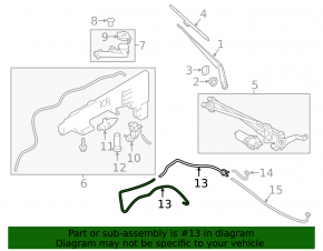 Windshield washer hose for Nissan Murano z51 09-14