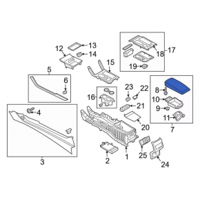 Ford Fusion mk5 17-20 leather armrest, black