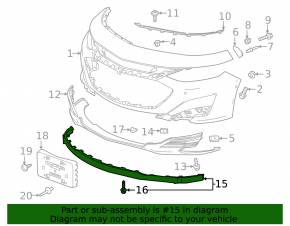 Front Bumper Lip Extension Chevrolet Malibu 16-