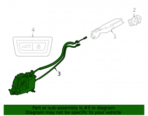 Actuator drive for the trunk door lock BMW X2 F39 18-23