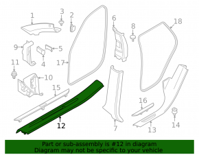 Door sill trim front left BMW X5 F15 14-18 black with chrome insert