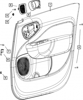 Door trim card front right Fiat 500L 14-17 black with brown insert