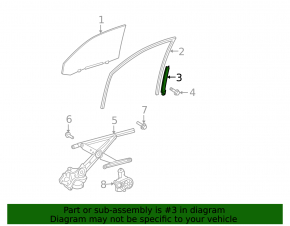 Front left door glass guide for Toyota Highlander 08-13