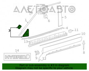 Door trim side triangle front right Toyota Highlander 20- outer